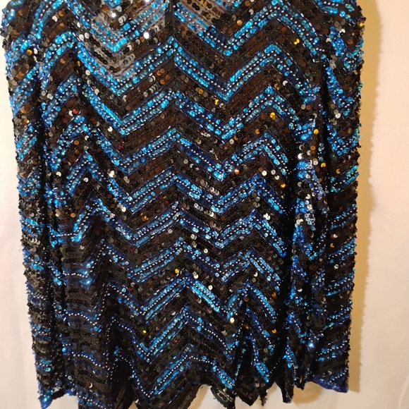 AJ Bari Silk Sequins/Beaded Vintage Tunic - Picture 5 of 7